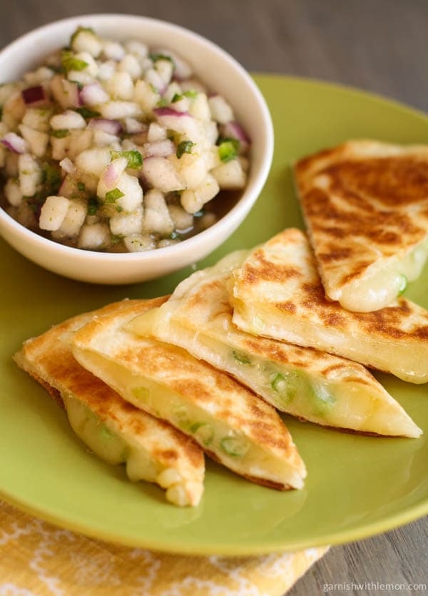 Monterey Jack Quesadillas with Pear Salsa