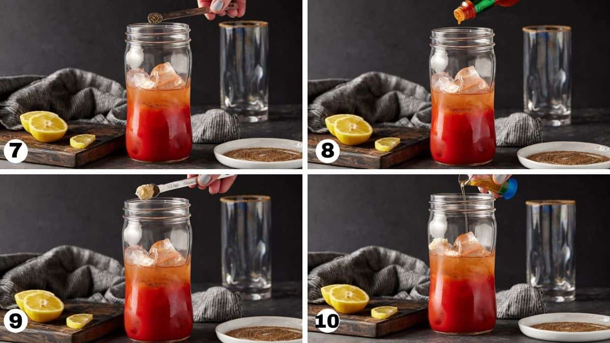 steps 7-10 of making a bloody mary