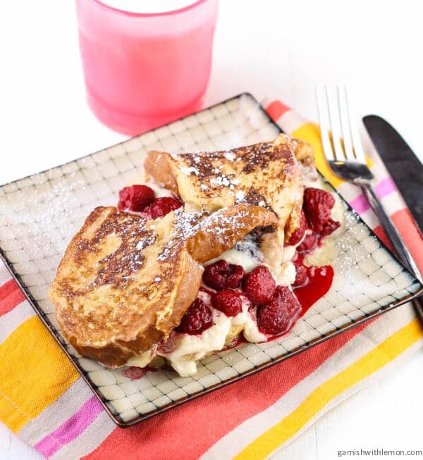 mascarpone and raspberry stuffed french toast