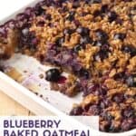 Baked oatmeal with fresh blueberries.