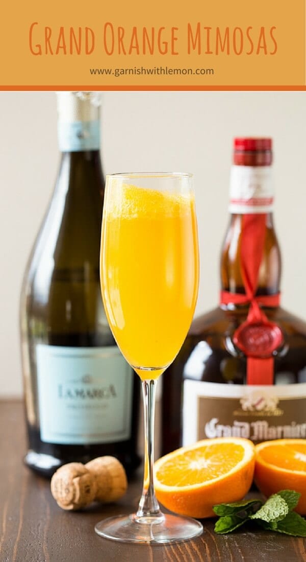 Grand Orange Mimosa Recipe Garnish with Lemon