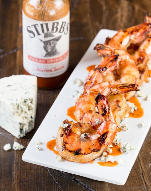 sriracha grilled shrimp with blue cheese