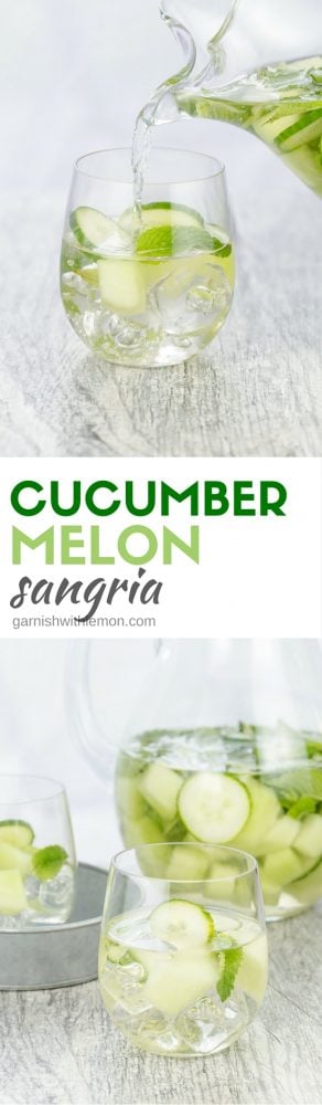 Cucumber Melon Sangria - Garnish with Lemon