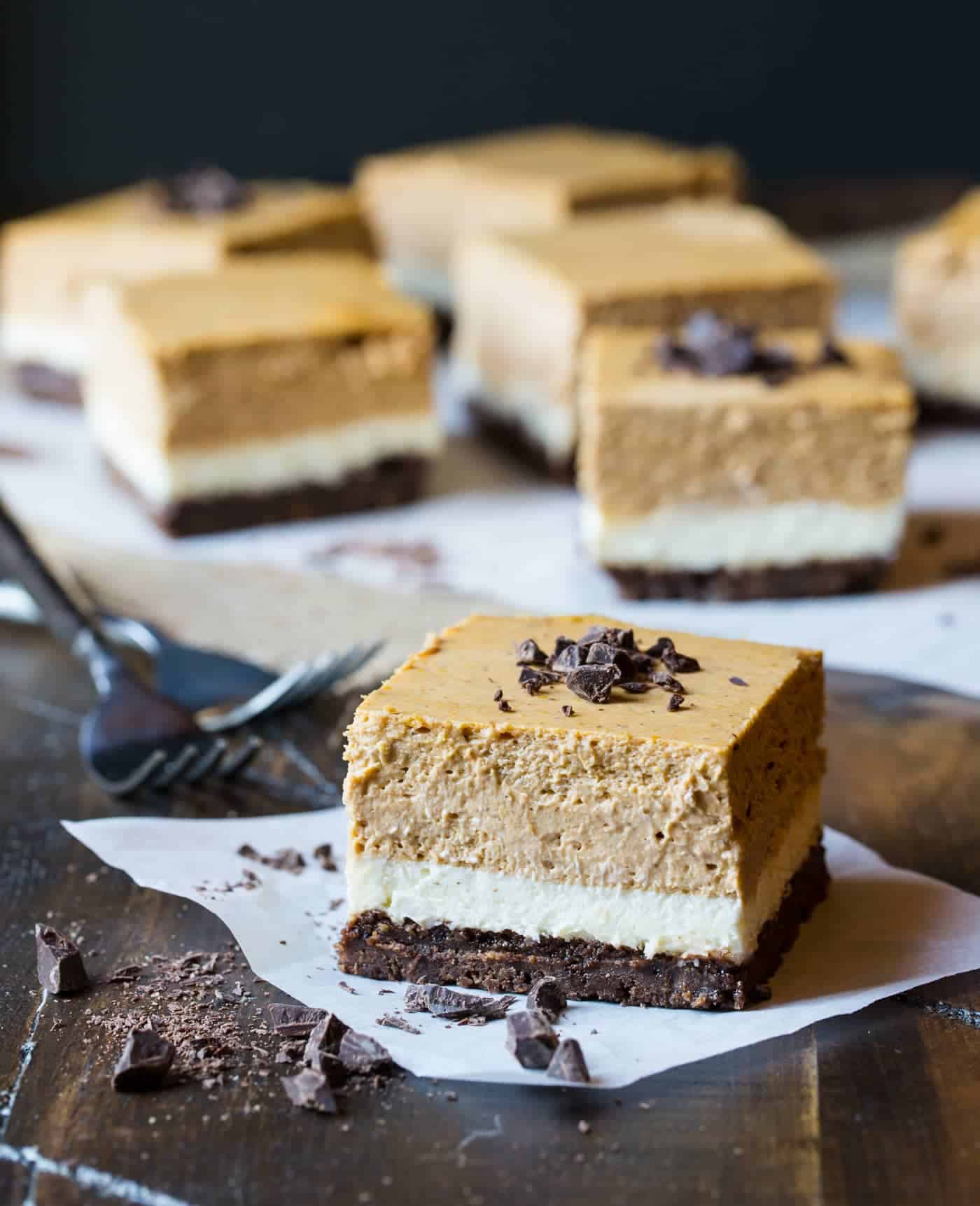 gluten-free chocolate pumpkin cheesecake bars