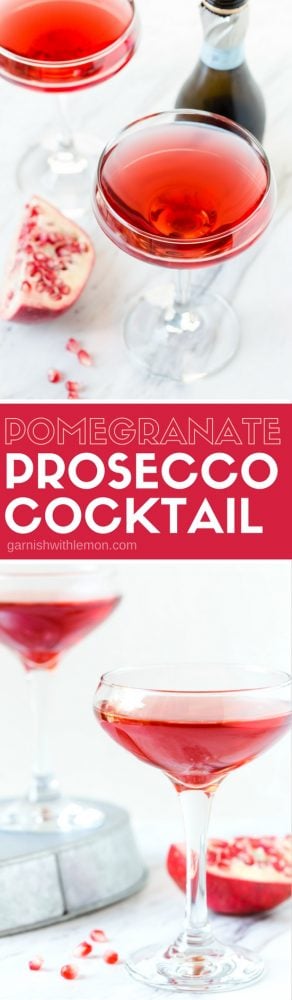 Prosecco and Pomegranate are the perfect partners to make a brunch cocktail that is crazy delicious. Your holiday menu needs this Pomegranate Prosecco Cocktail.