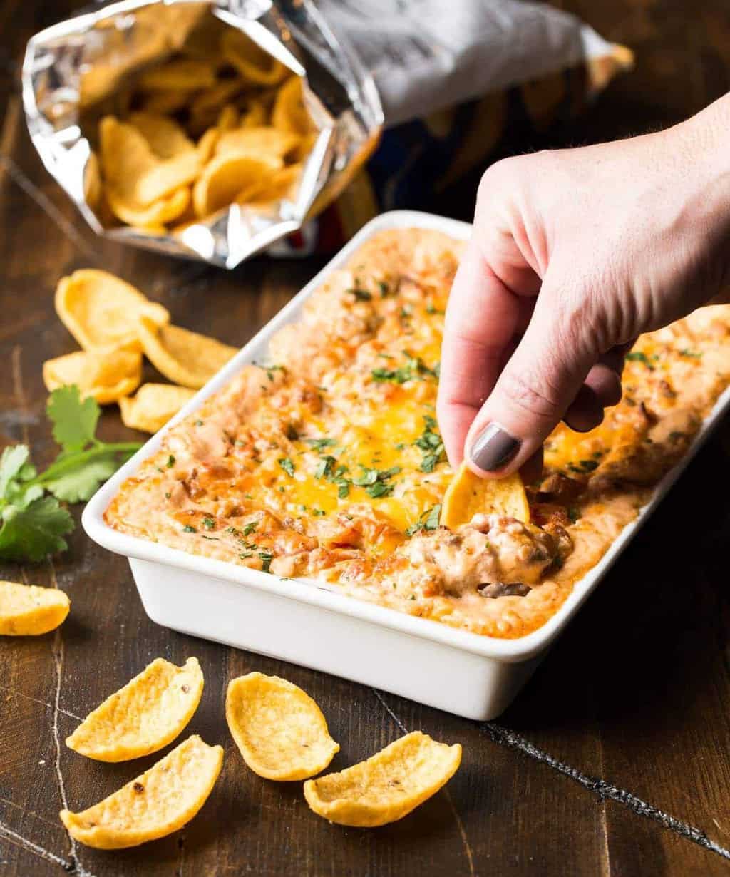 Cheesy Sausage Dip - Garnish with Lemon