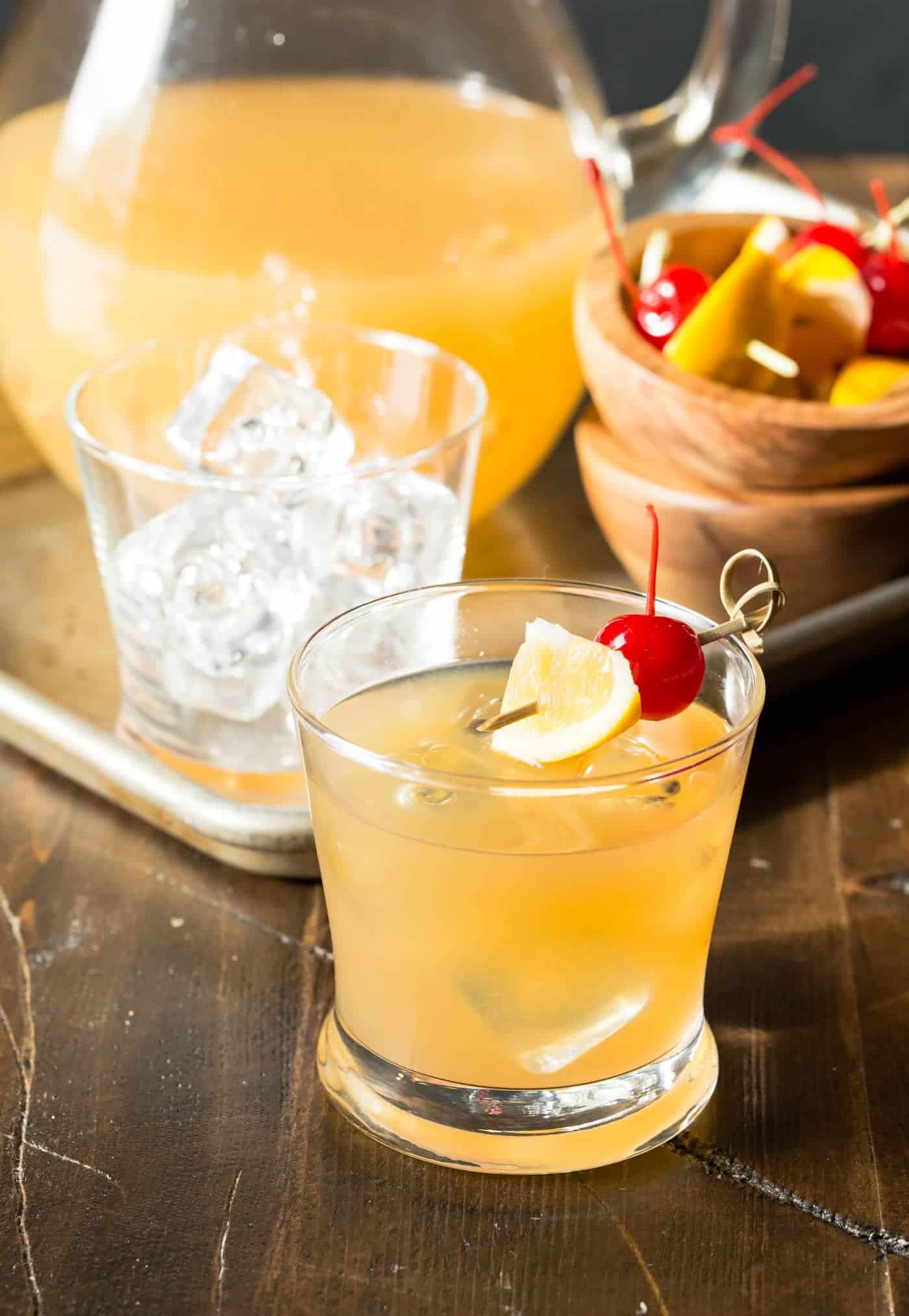 Meyer Lemon Whiskey Sours - Garnish with Lemon