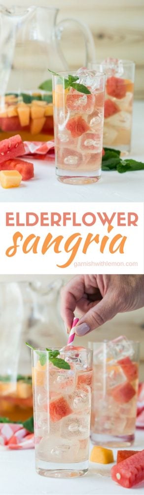 Sangria in glasses and pitcher on table with melon.