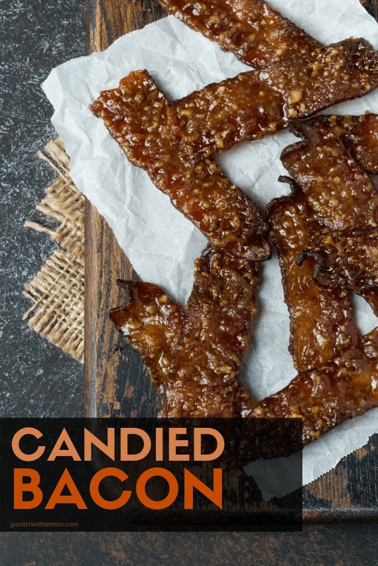 Candied Bacon on burlap.