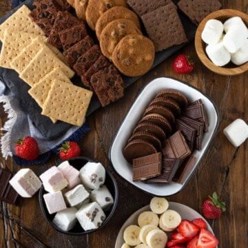 ingredients for a smores station.
