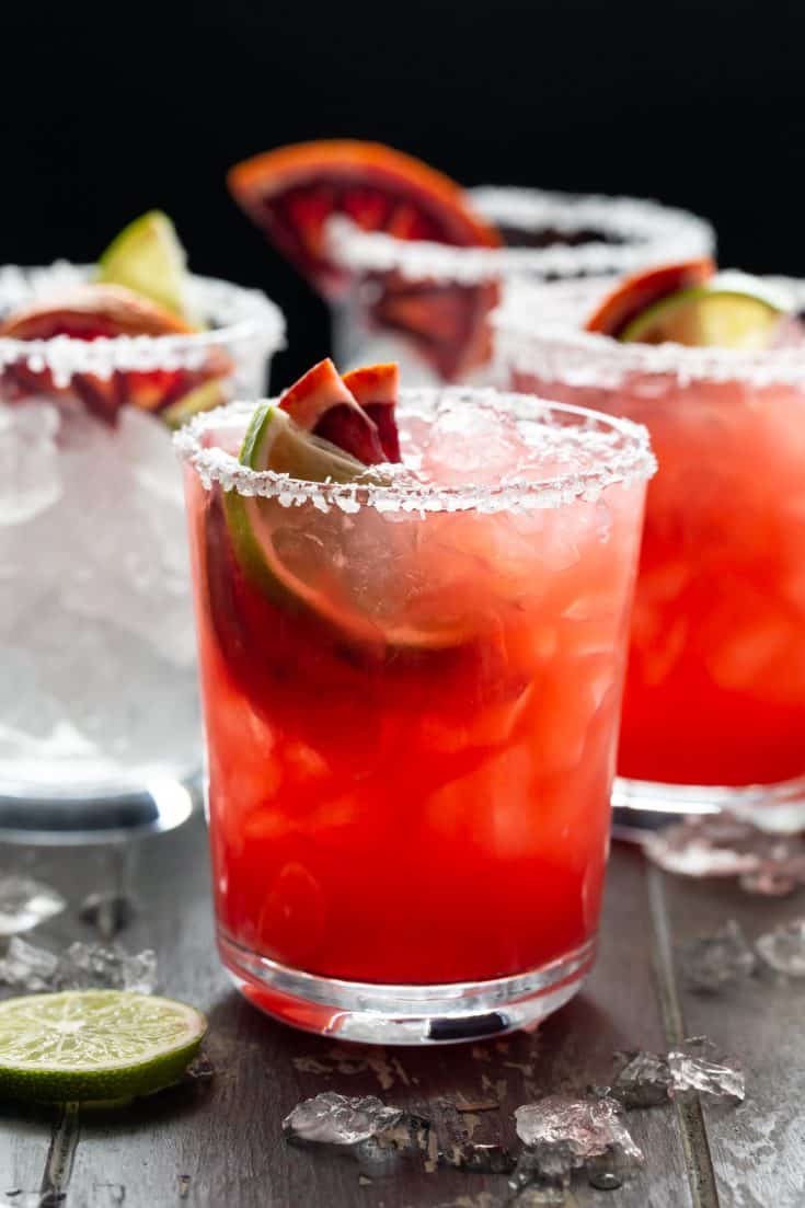Blood Orange Margaritas smooth & refreshing! Garnish with Lemon