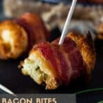 bacon bites on tray with toothpick.