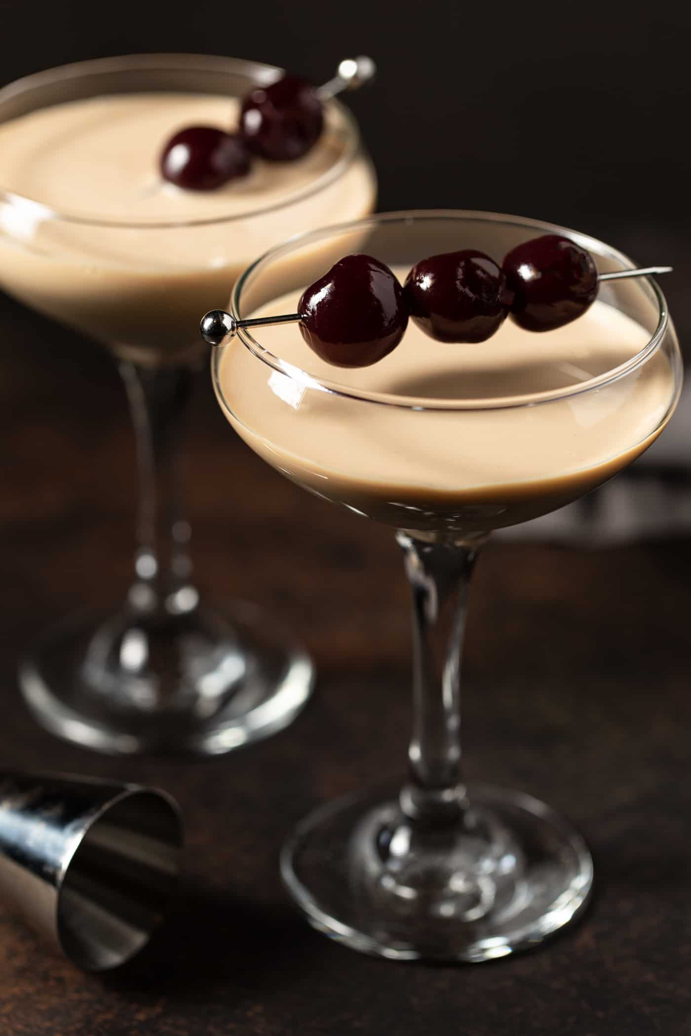 Easy Cherry Chocolate Martini (only 5 ingredients!) Garnish with Lemon