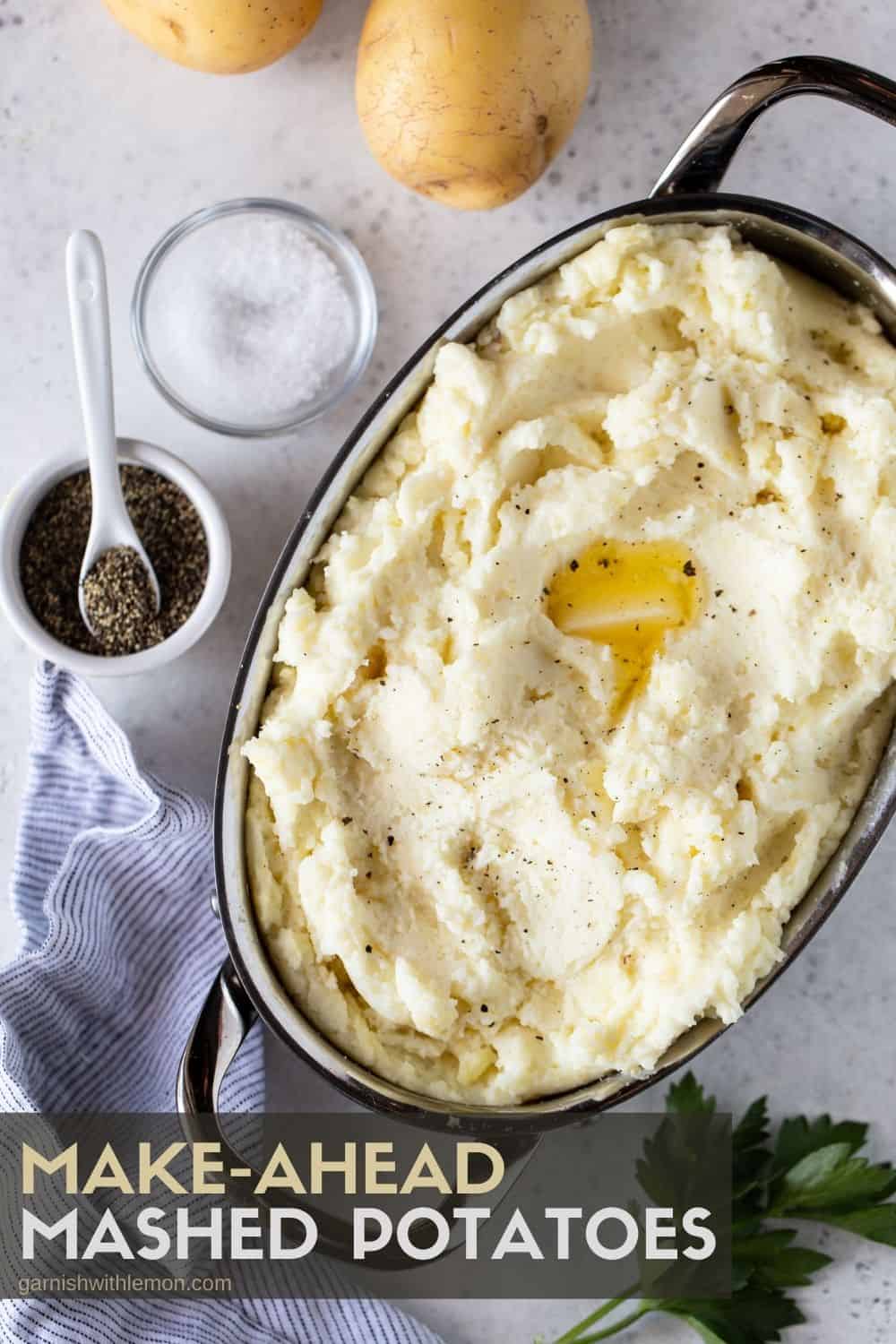 The BEST Make-Ahead Mashed Potatoes - Garnish with Lemon