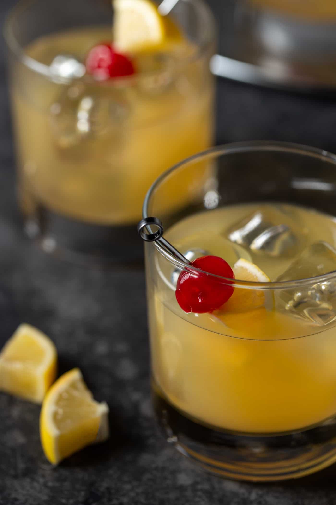 Meyer Lemon Whiskey Sour Recipe Batch Cocktail Garnish With Lemon,Red Cabbage Whole