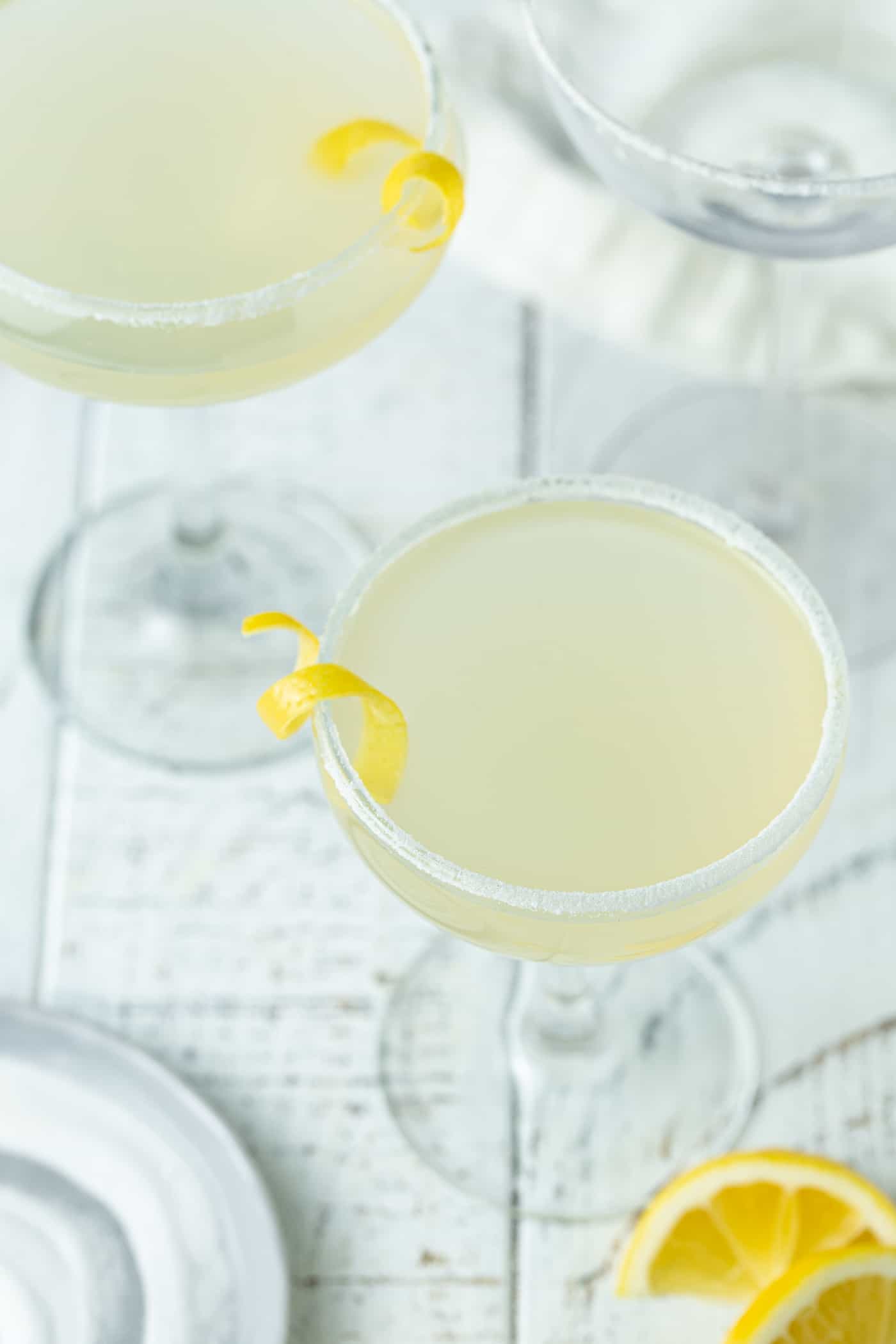 Lemon and Martini with lemon twist.