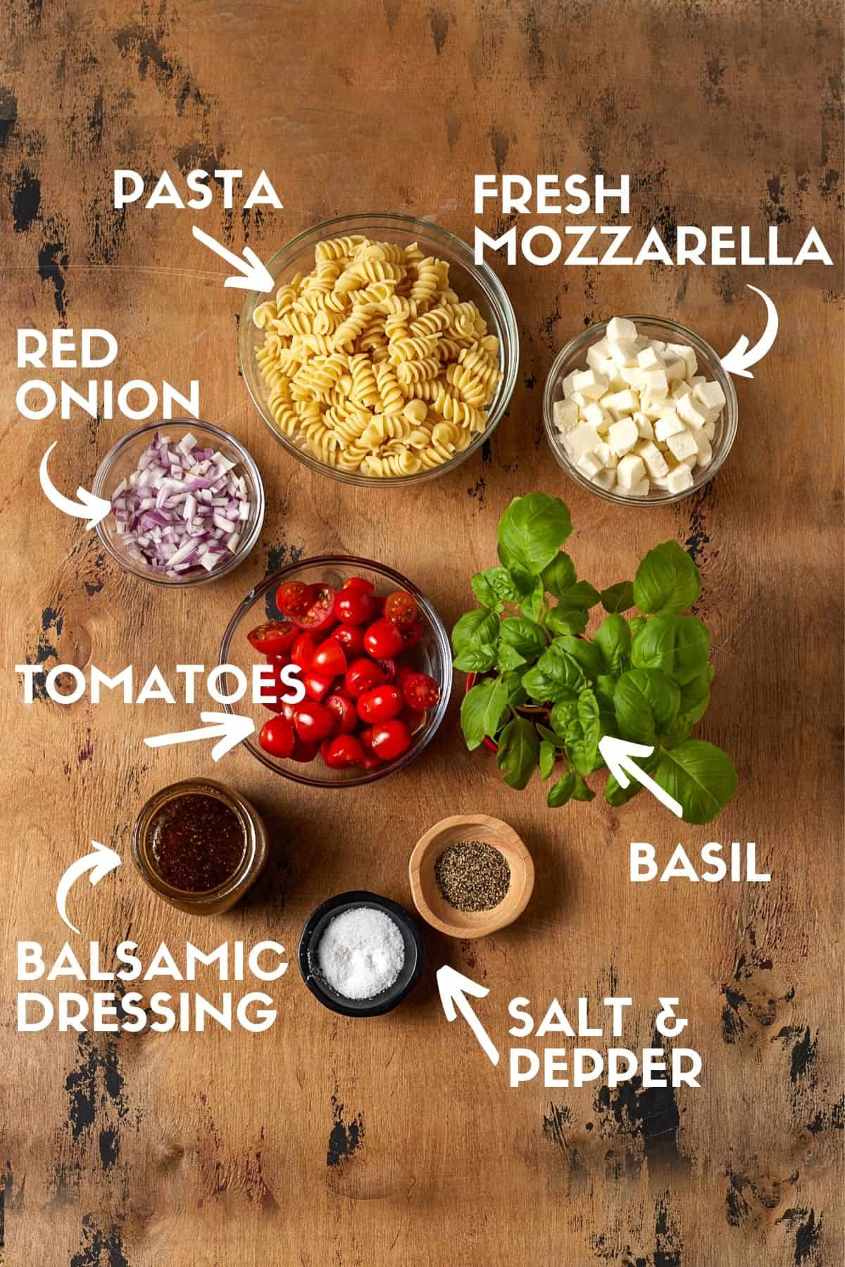 ingredients for pasta salad.