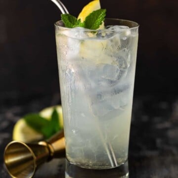 elderflower lemonade in tall glass