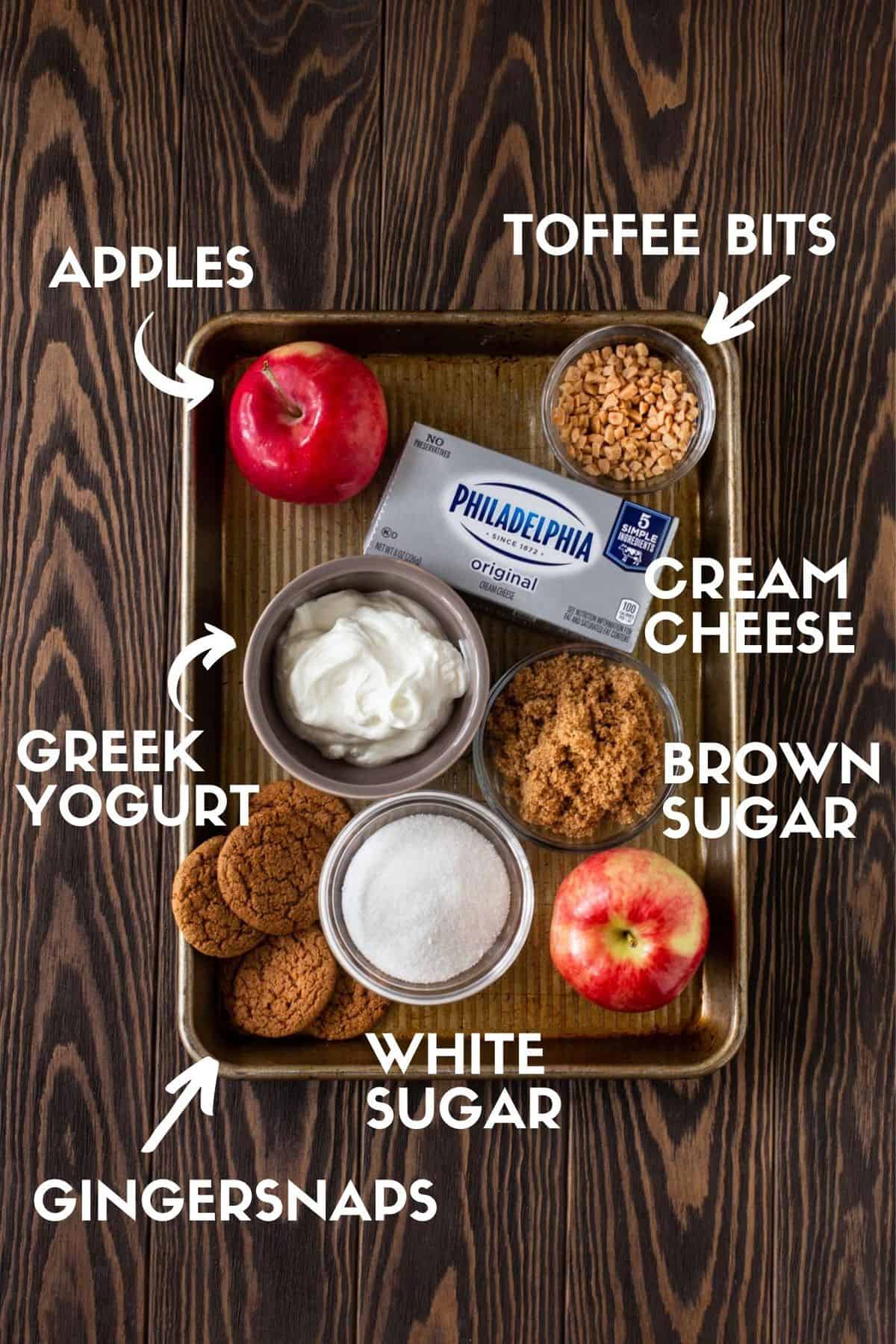 Diagram of ingredients for apple dip.