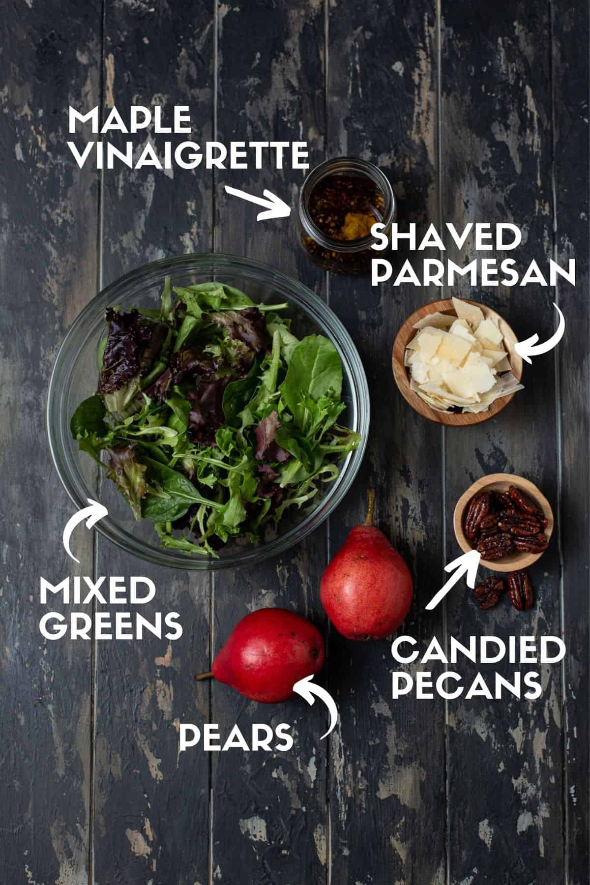 diagram for ingredients for pear salad.