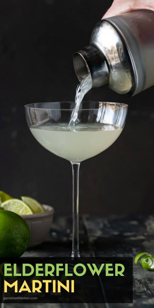Easy Elderflower Martini Recipe with Vodka & Gin Garnish with Lemon