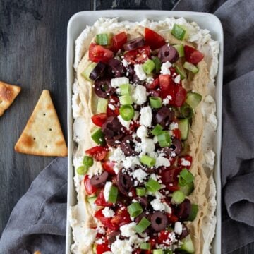 layered dip on platter.