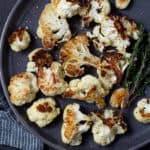 close up of cauliflower on plate.