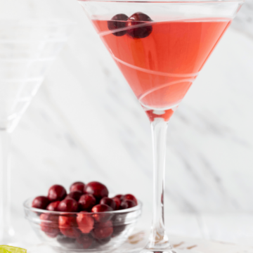 martini glass filled with pink drink.