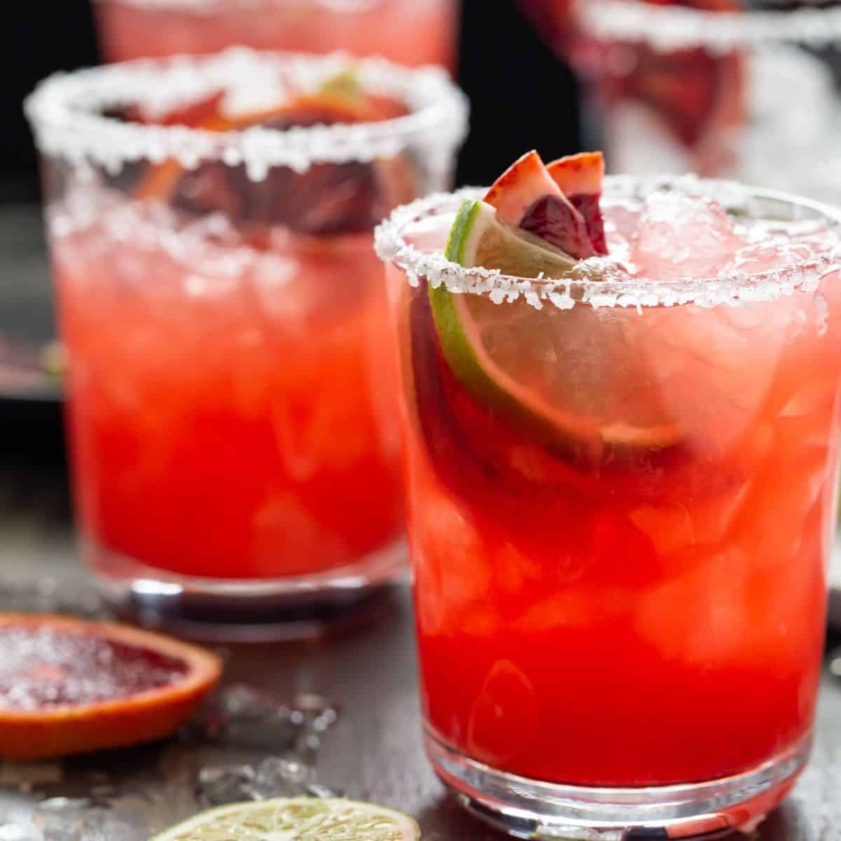 Blood Orange Margaritas - Garnish With Lemon