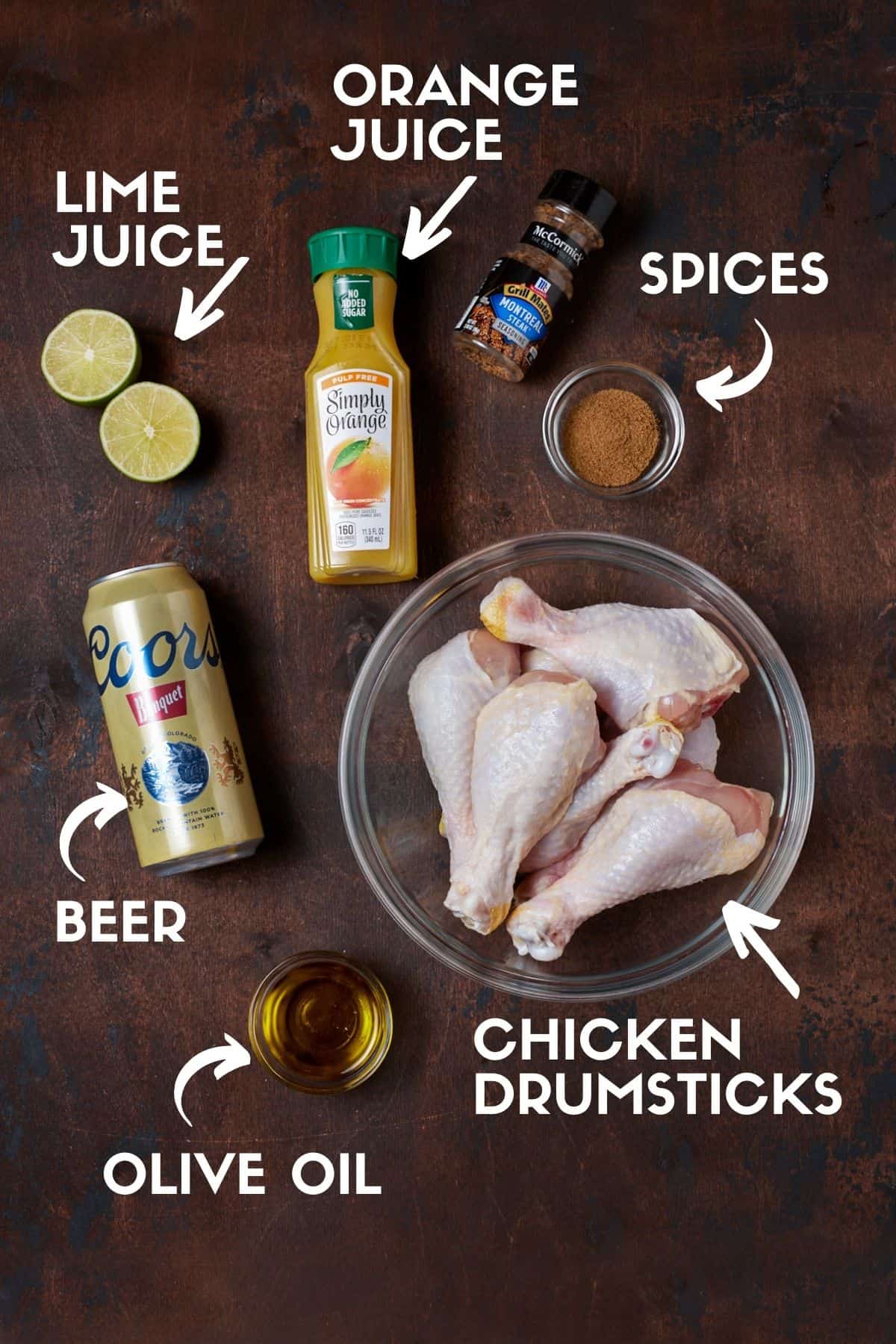 Ingredients for chicken legs.