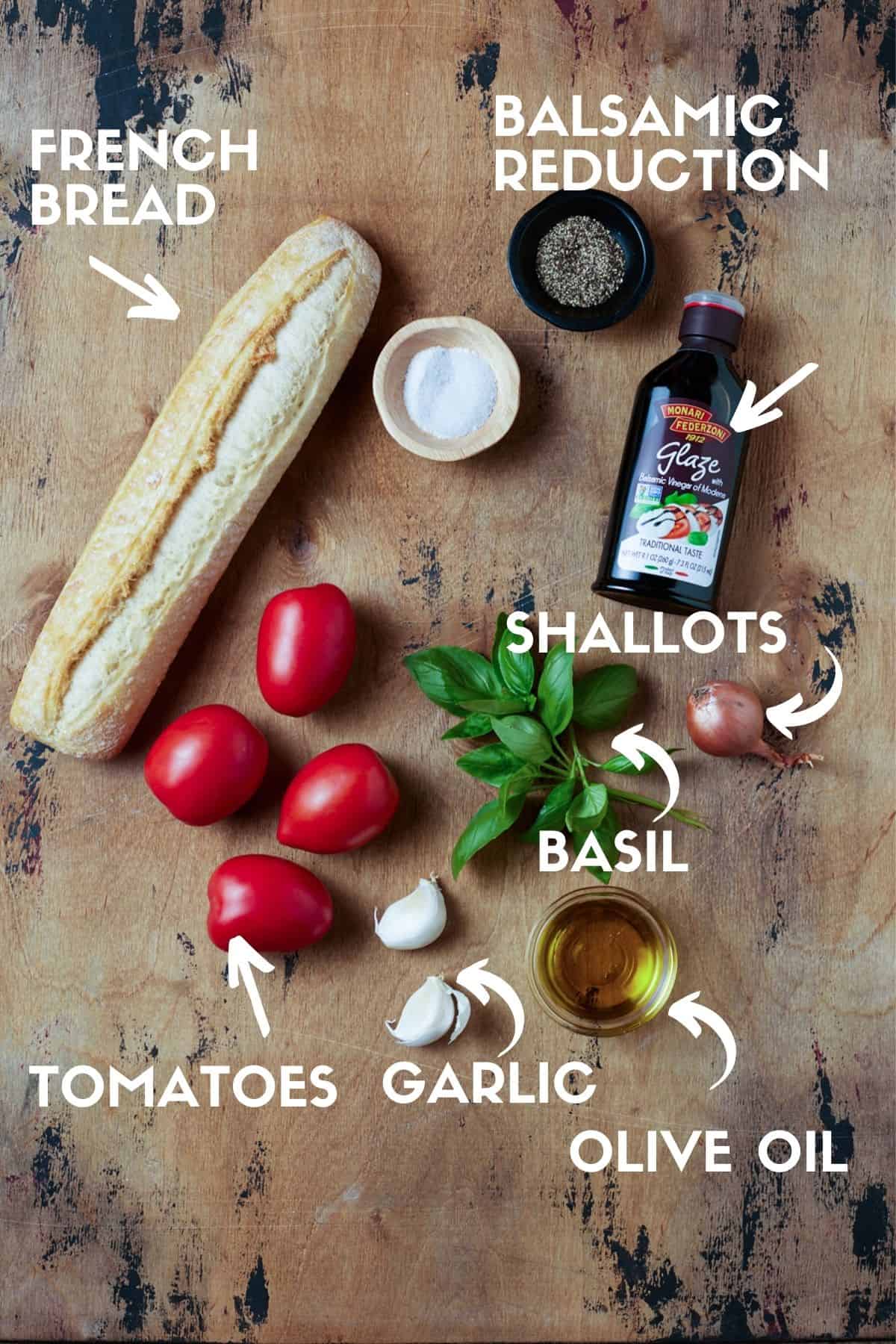 ingredients needed to make tomato bruschetta