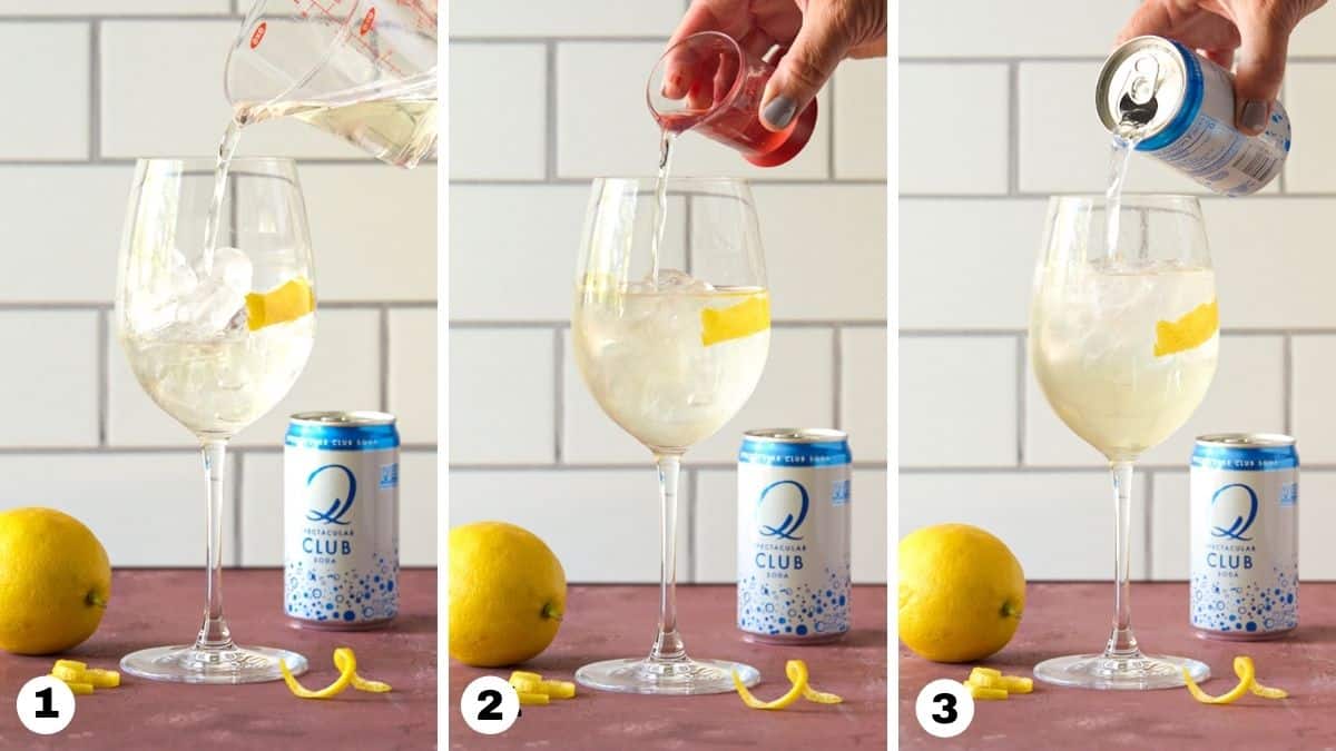 White wine Spritzer steps 1-3.