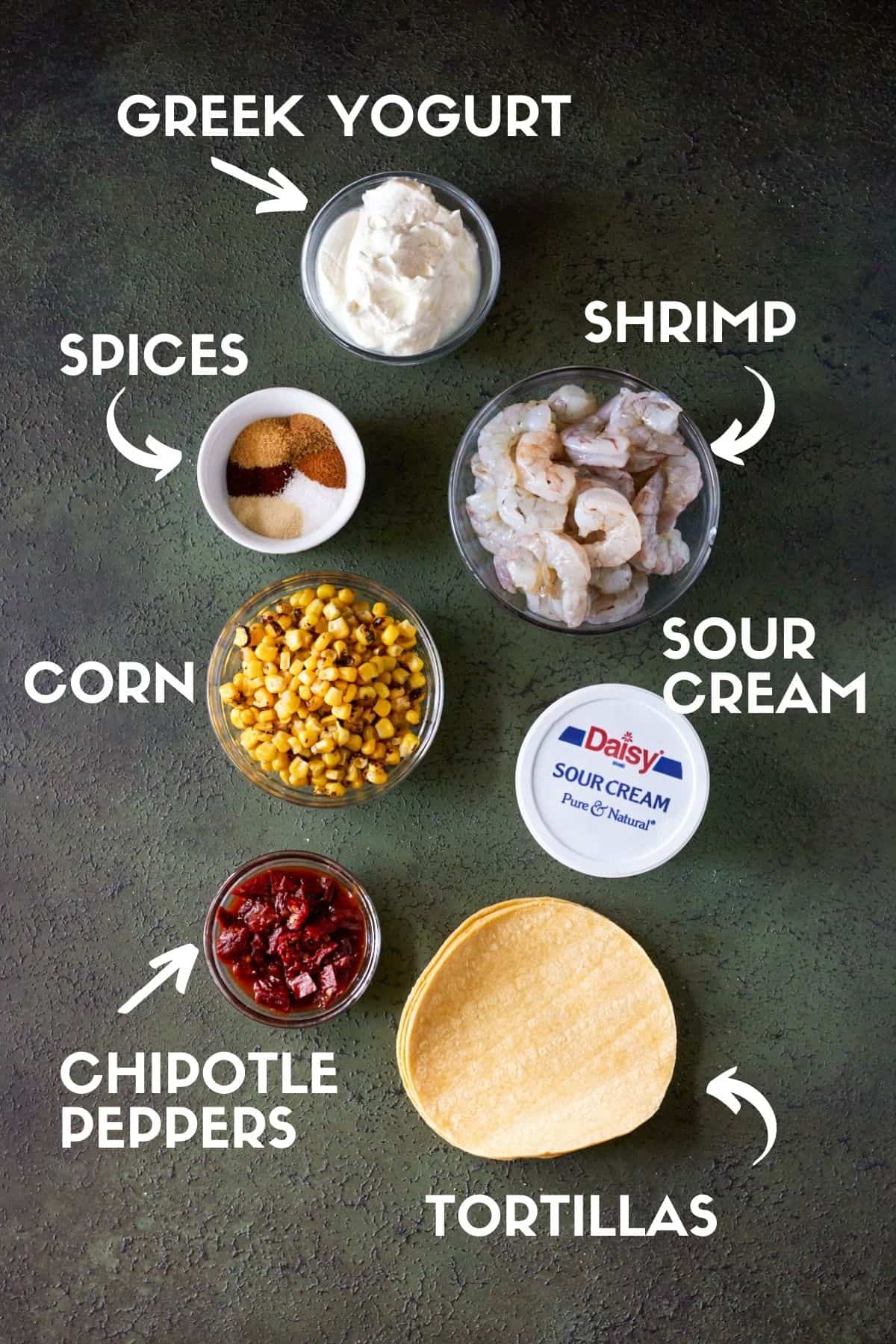 Ingredients for shrimp tacos.