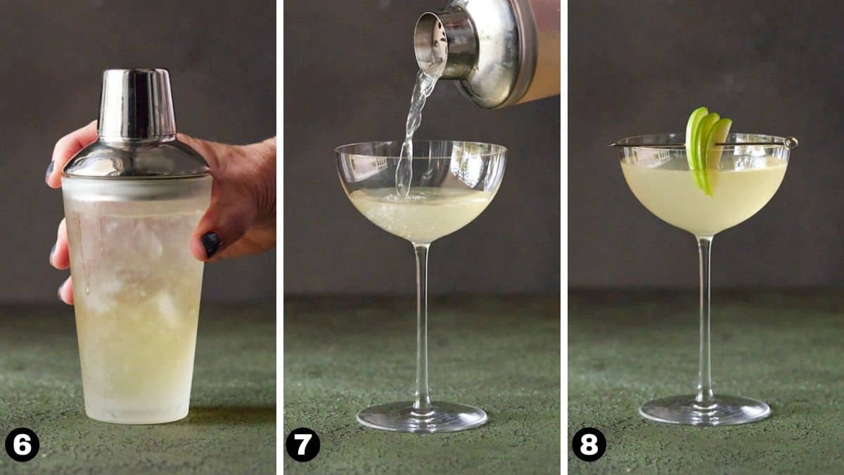 Steps 6-8 for Appletini.