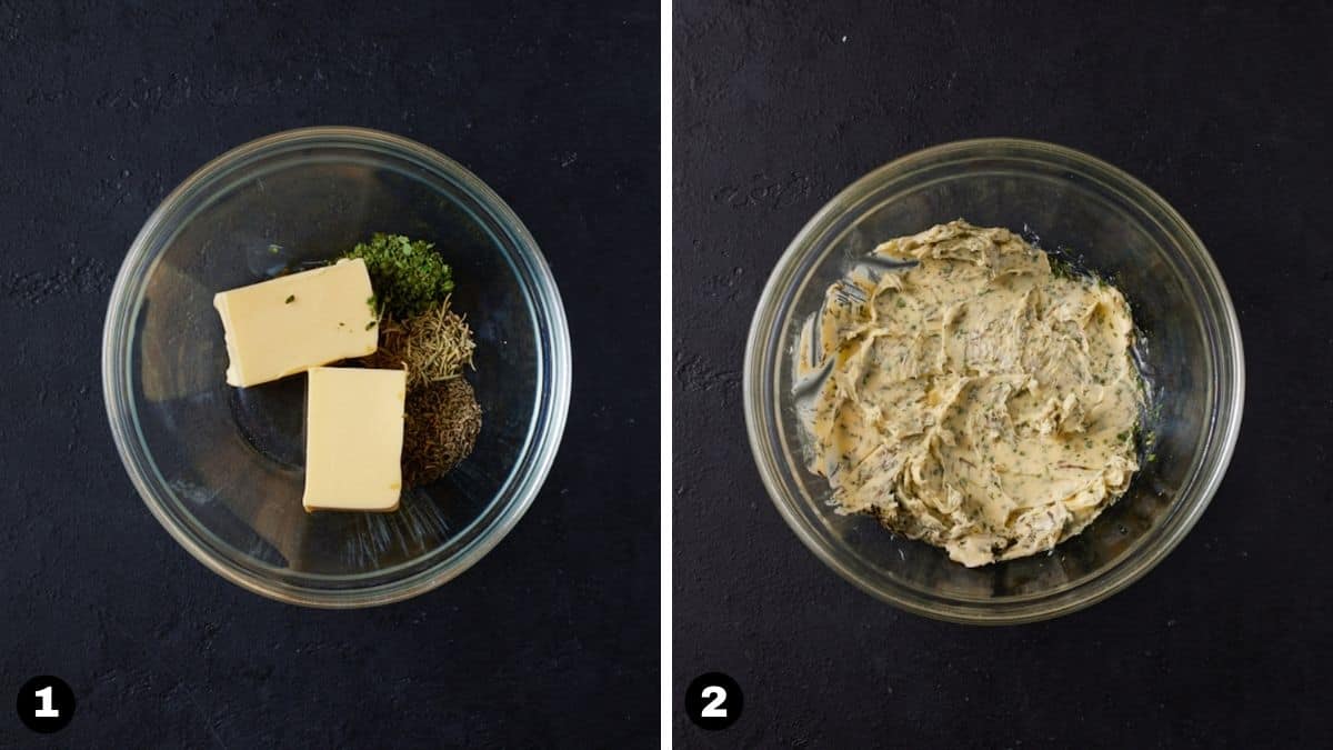 steps 1 and 2 for making a roasted bone in turkey breast.