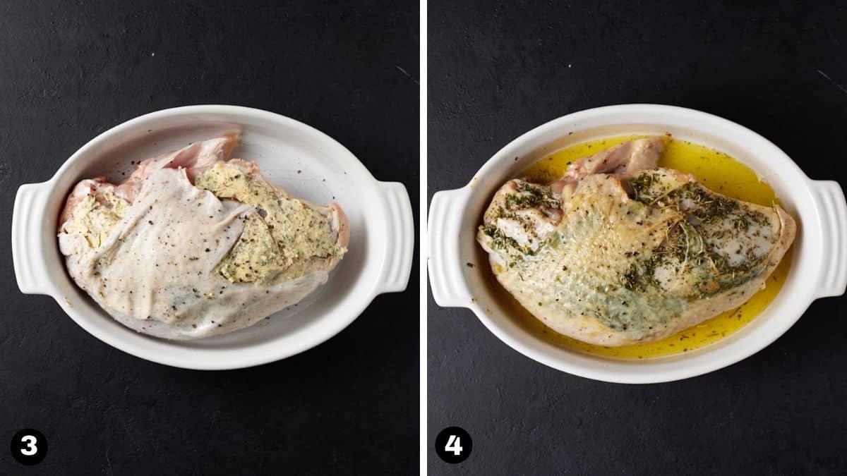 steps 3 and 4 for making a roasted turkey breast.