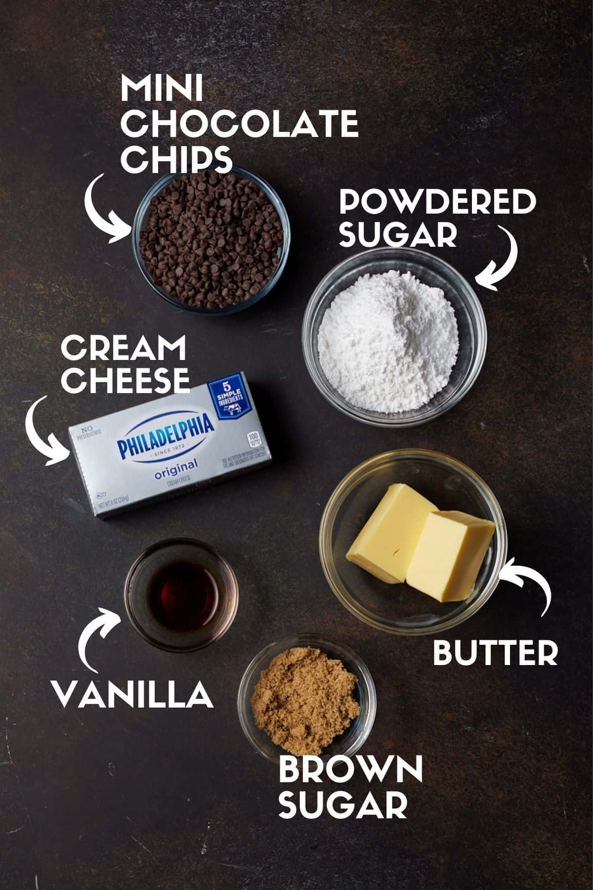 Ingredients needed for cheesecake ball.