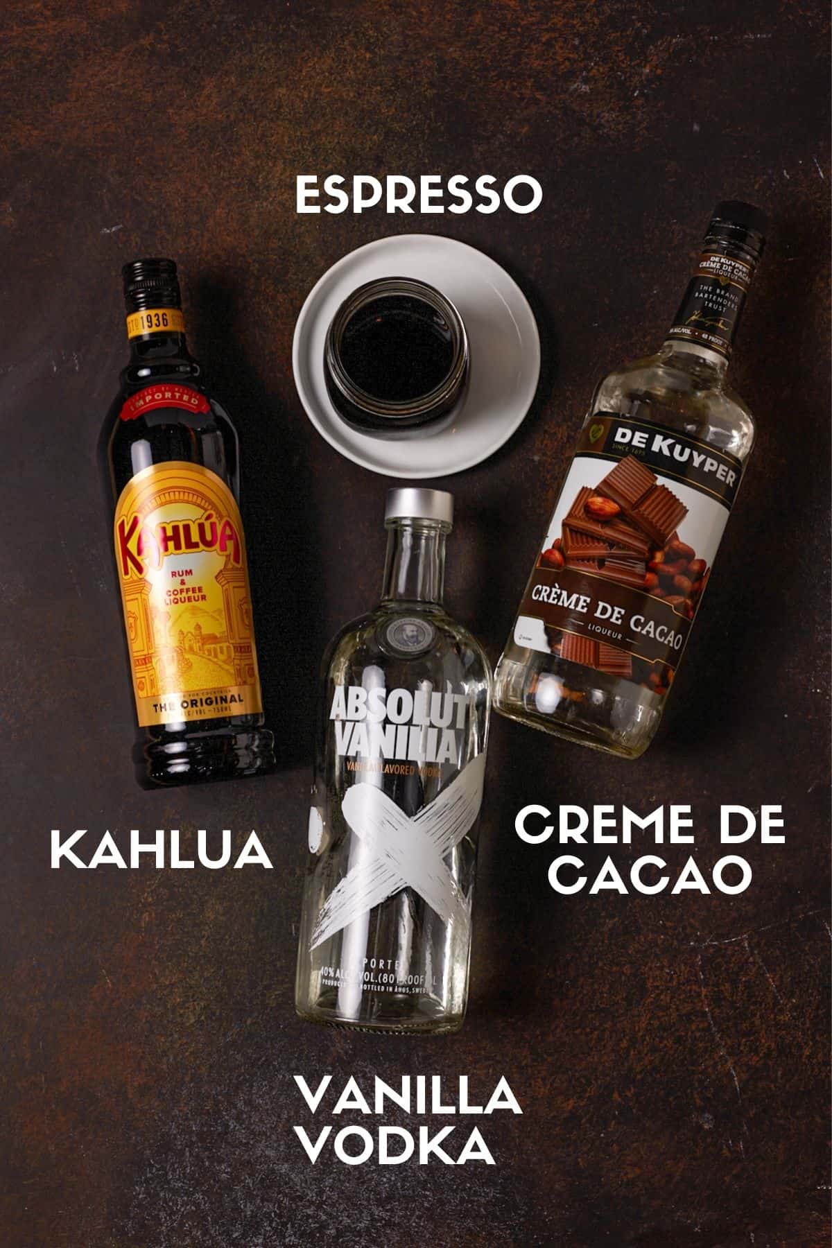 ingredients needed for kahlua espresso martini.