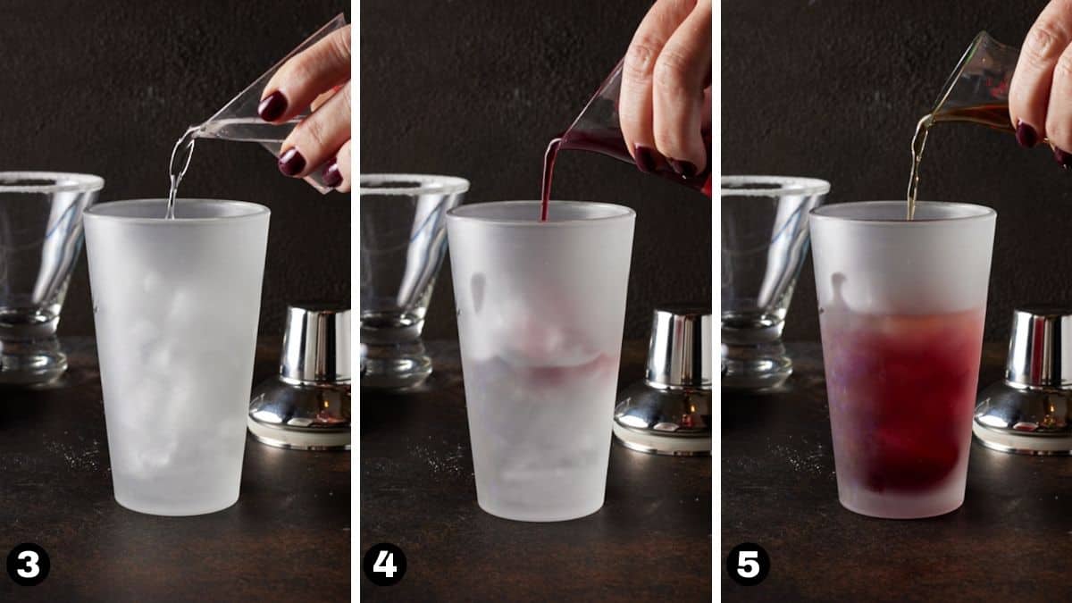 Steps 3-5 for making a pomegranate martinii.