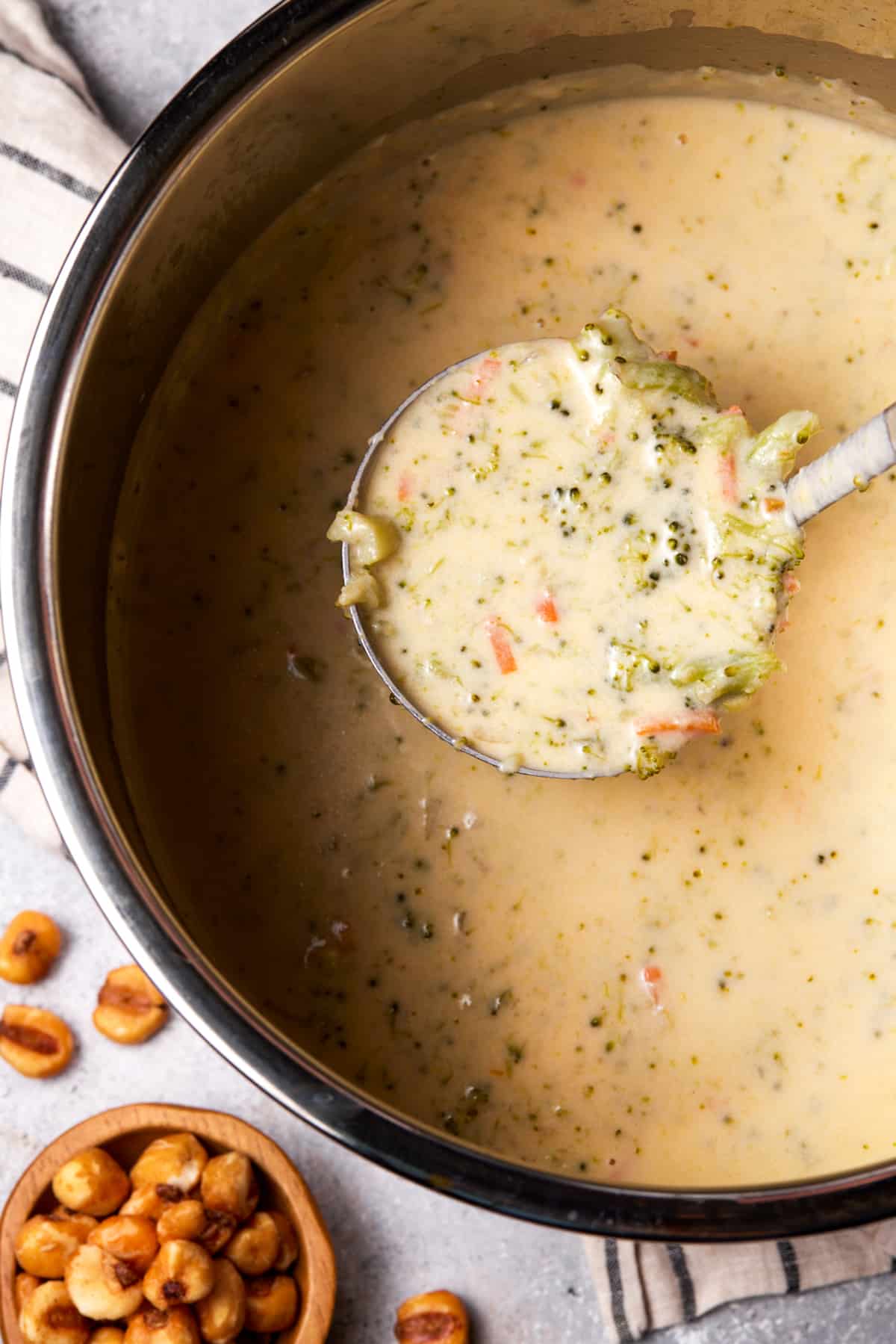 Broccoli Cheddar soup in Instant Pot.