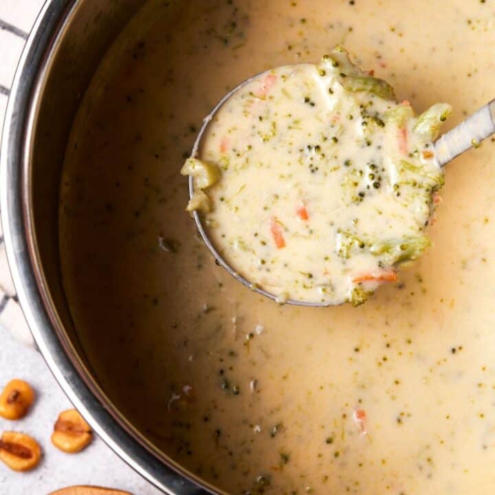 Instant Pot Broccoli Cheddar Soup Garnish with Lemon