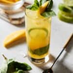 mango mojito in glass.