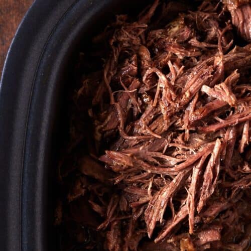 pulled beef in slow cooker.
