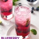 Blueberry drinks in glasses with fresh mint.