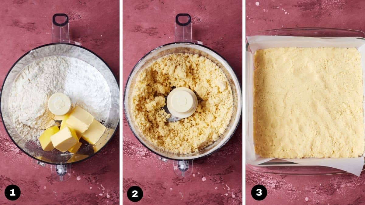 Steps for making a powdered sugar crust.