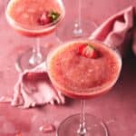 frozen rose in glasses with a strawberry garnish.