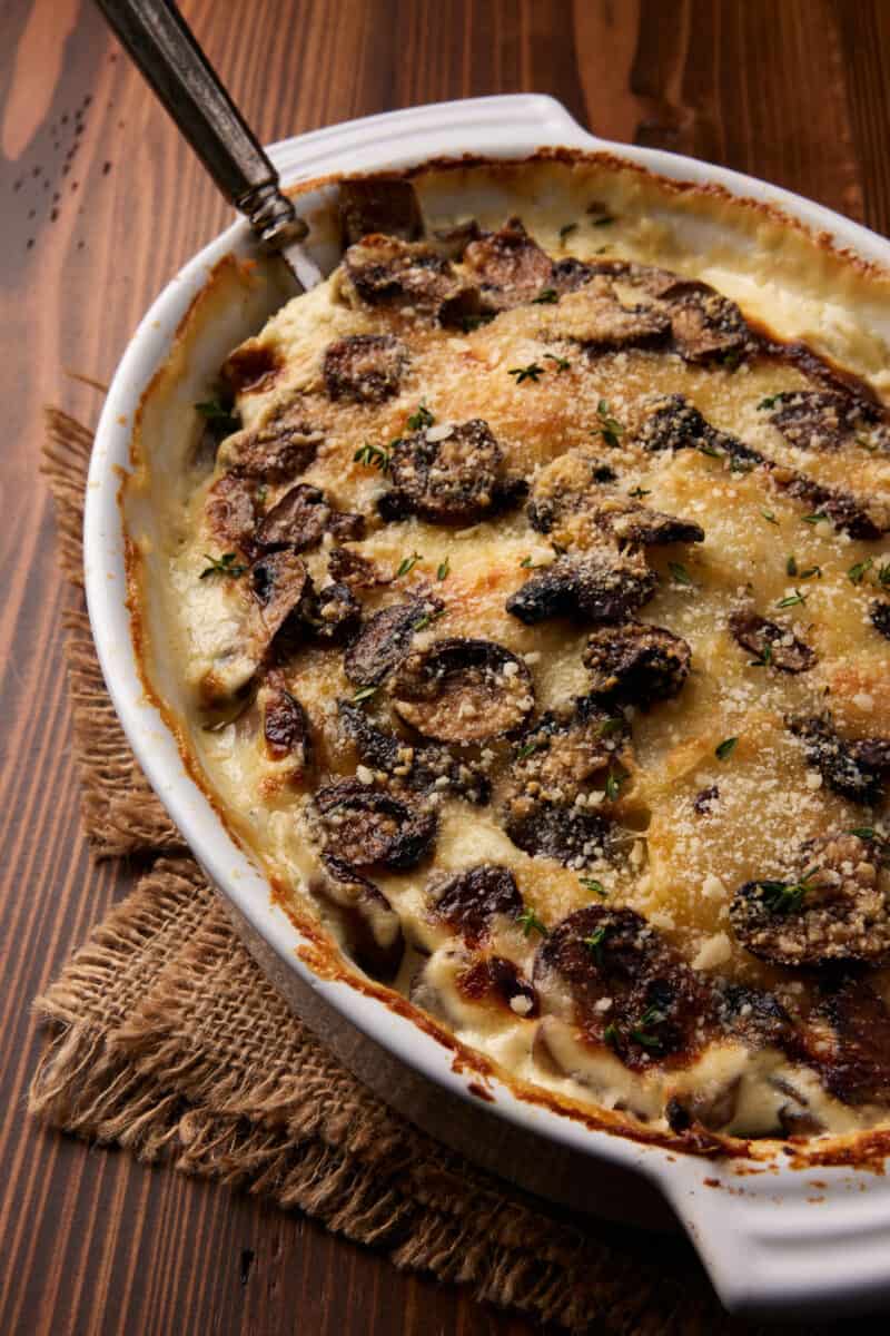 Mushroom & Potato Gratin recipe Garnish with Lemon