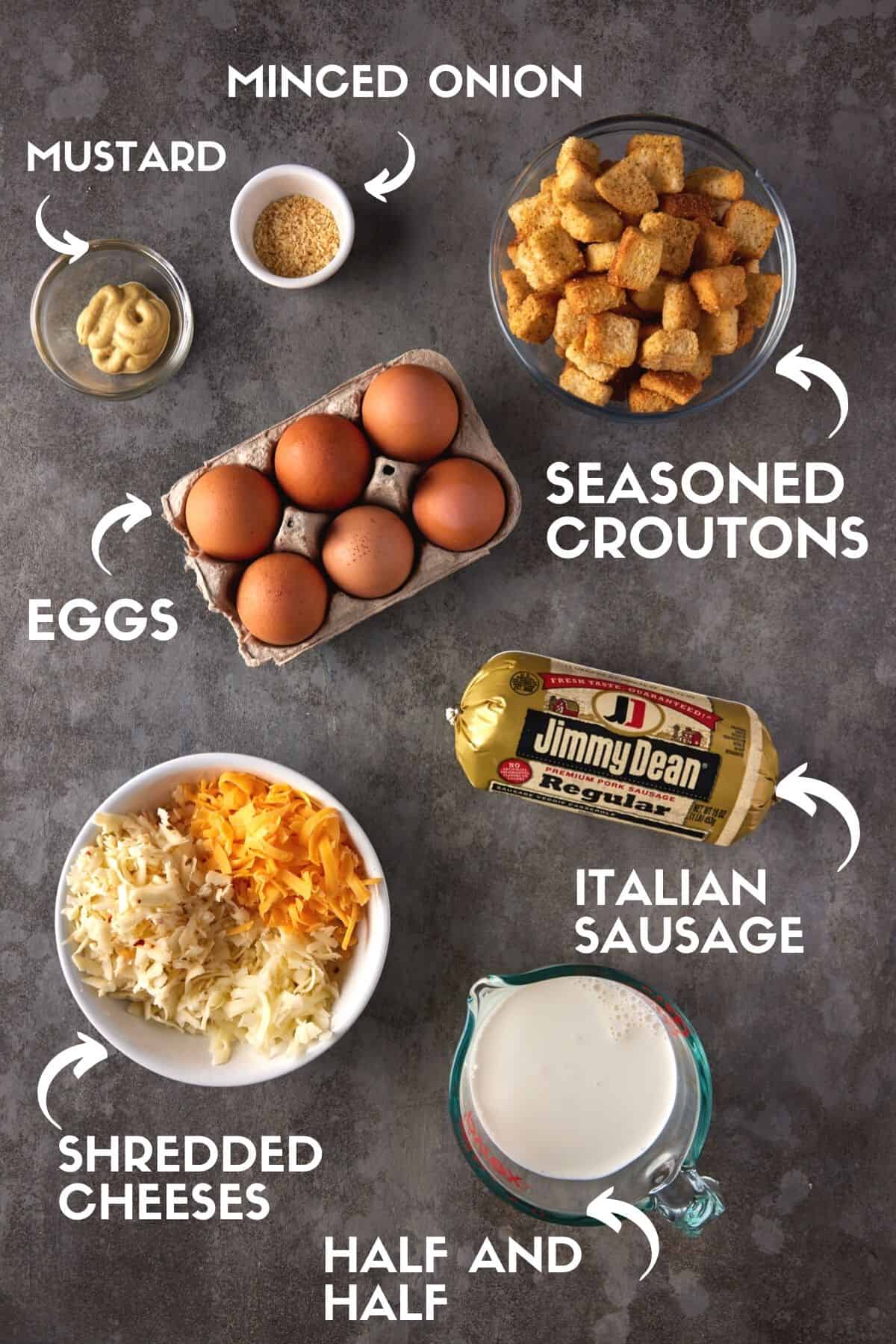 Ingredients needed to make egg bake.