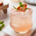 Salty Dog in low ball glass.