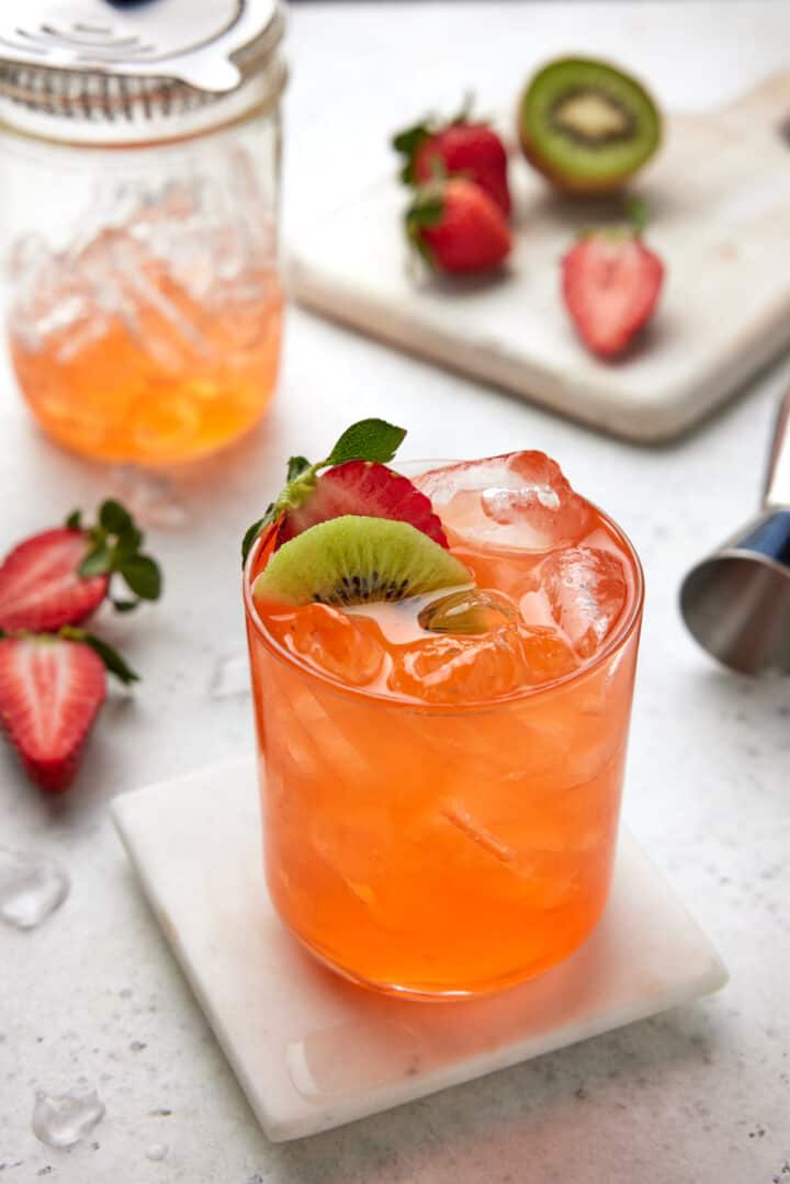 Classic Strawberry Daiquiri with Infused Rum - Garnish with Lemon